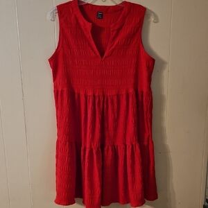 SHEIN Vibrant Red Tiered Mini Dress
